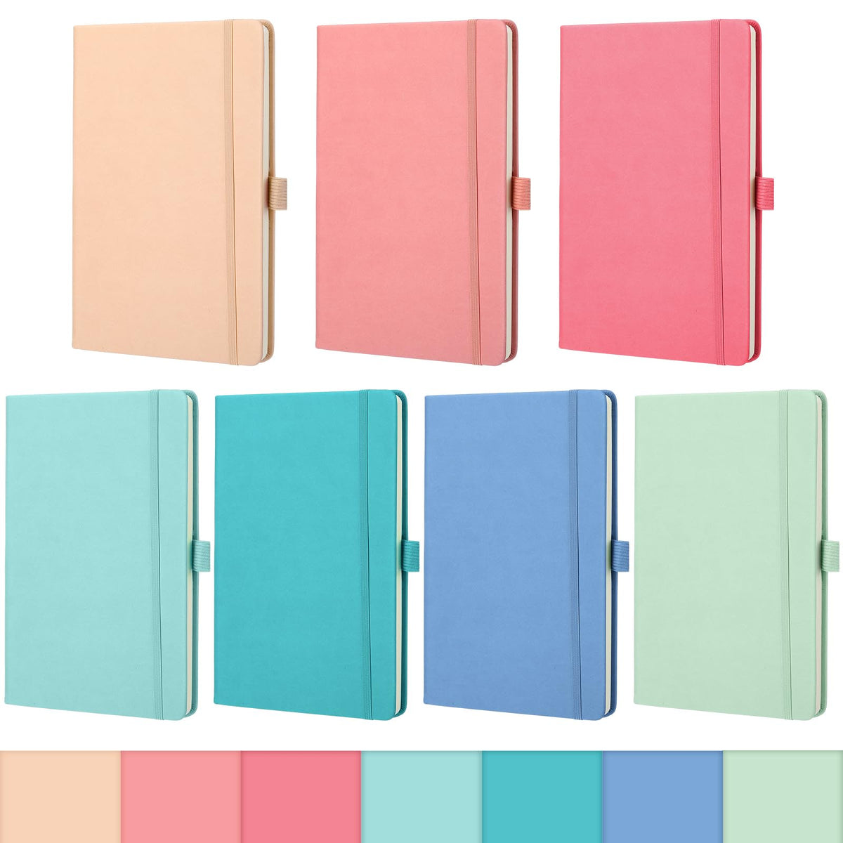 Laumoi 14 Pack Hardcover Lined Journal Notebooks Bulk,Brown,A5