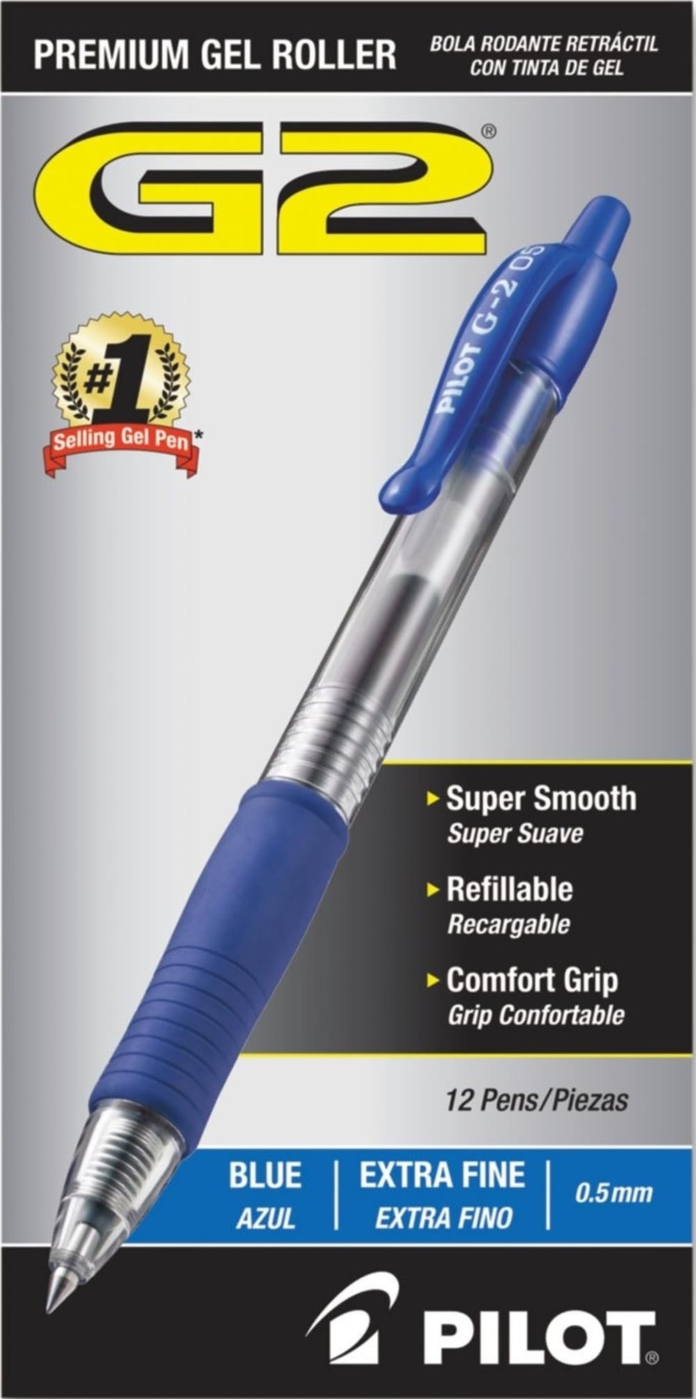 PILOT G2 Extra Fine Point Black Gel Ink Pens, Dozen Box, 31002