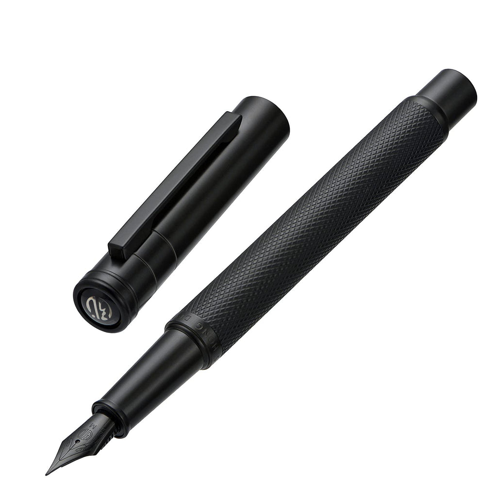 Matte Black Forest Fountain Pen Extra Fine Nib Classic Design with Converter and Metal Pen Box Set by Asvine