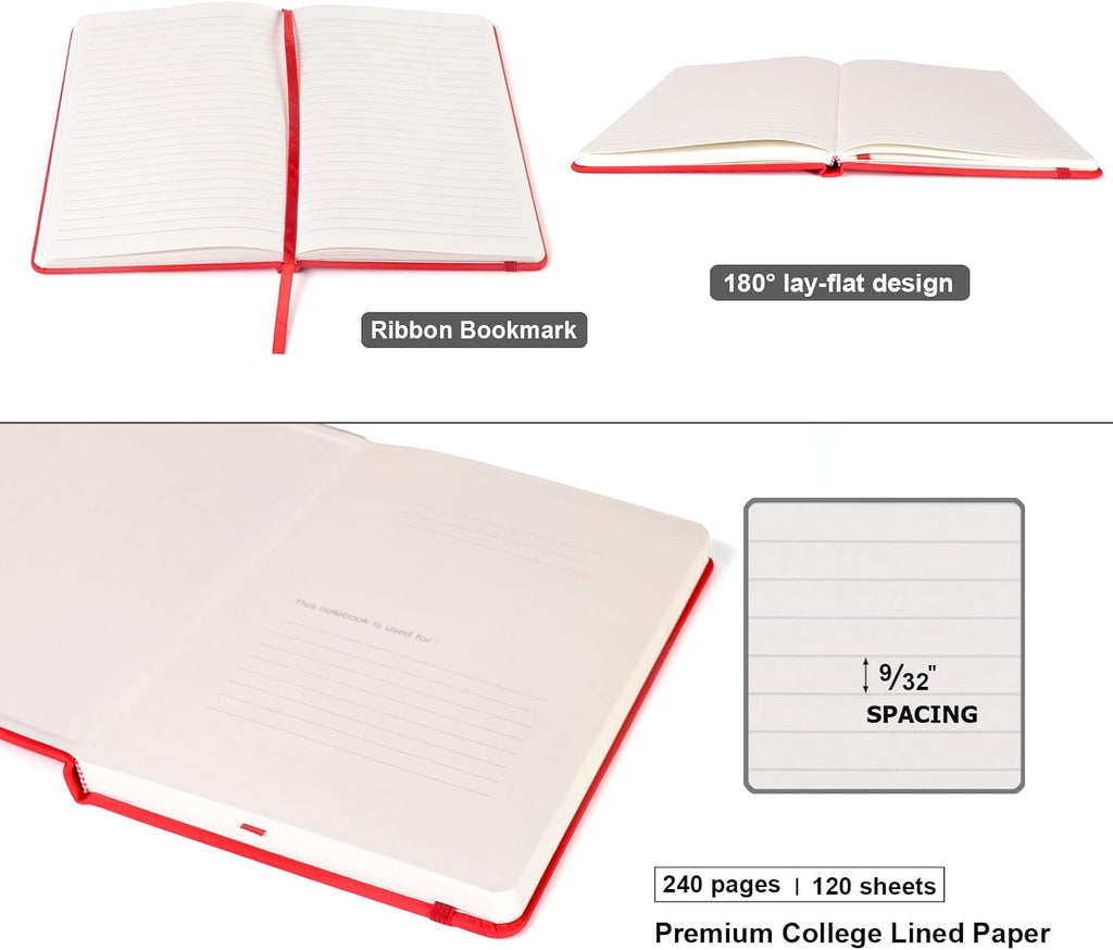 Comix 8 Pack Lined Journal Notebooks for Work, 240 Pages, 5.5"x8.3"