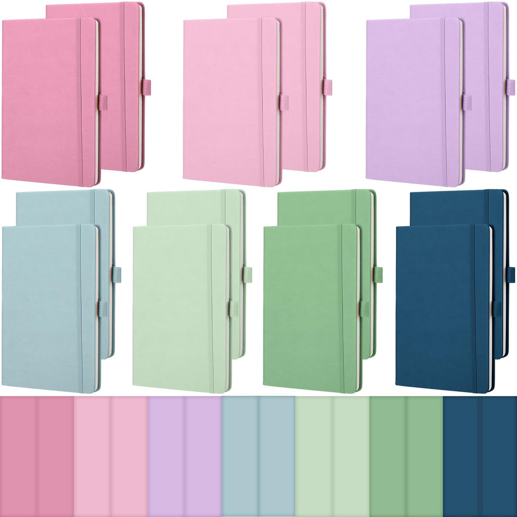Laumoi 14 Pack Hardcover Lined Journal Notebooks Bulk,Brown,A5