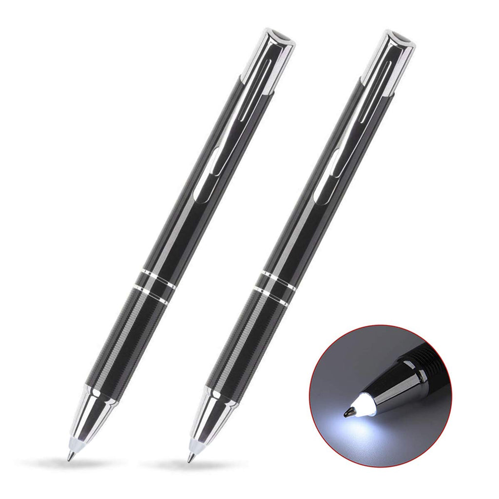 Lighted Tip Pen Flashlight Ballpoint Pens for Dark Writing -2PK- Red Light