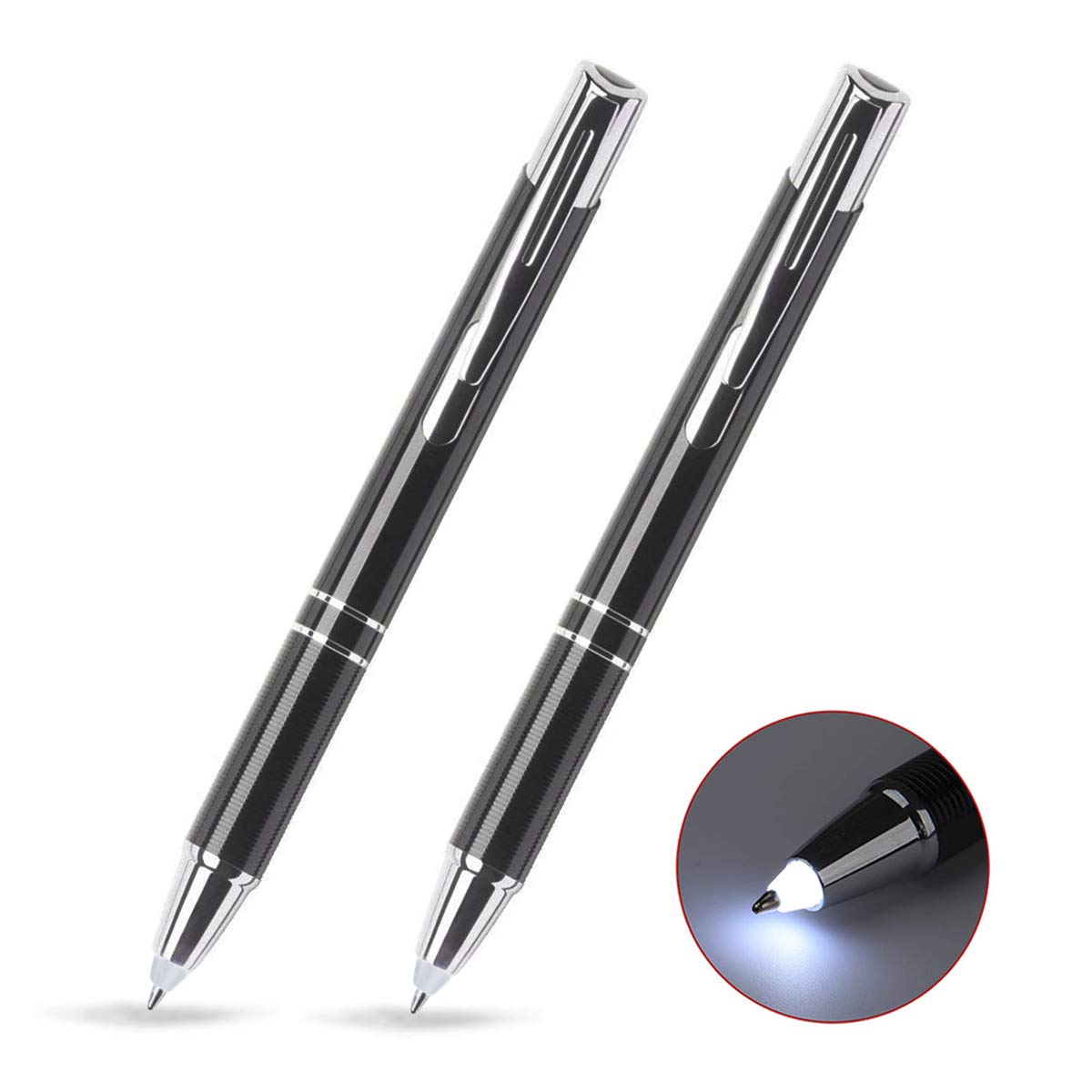 Lighted Tip Pen Flashlight Ballpoint Pens for Dark Writing -2PK- Red Light