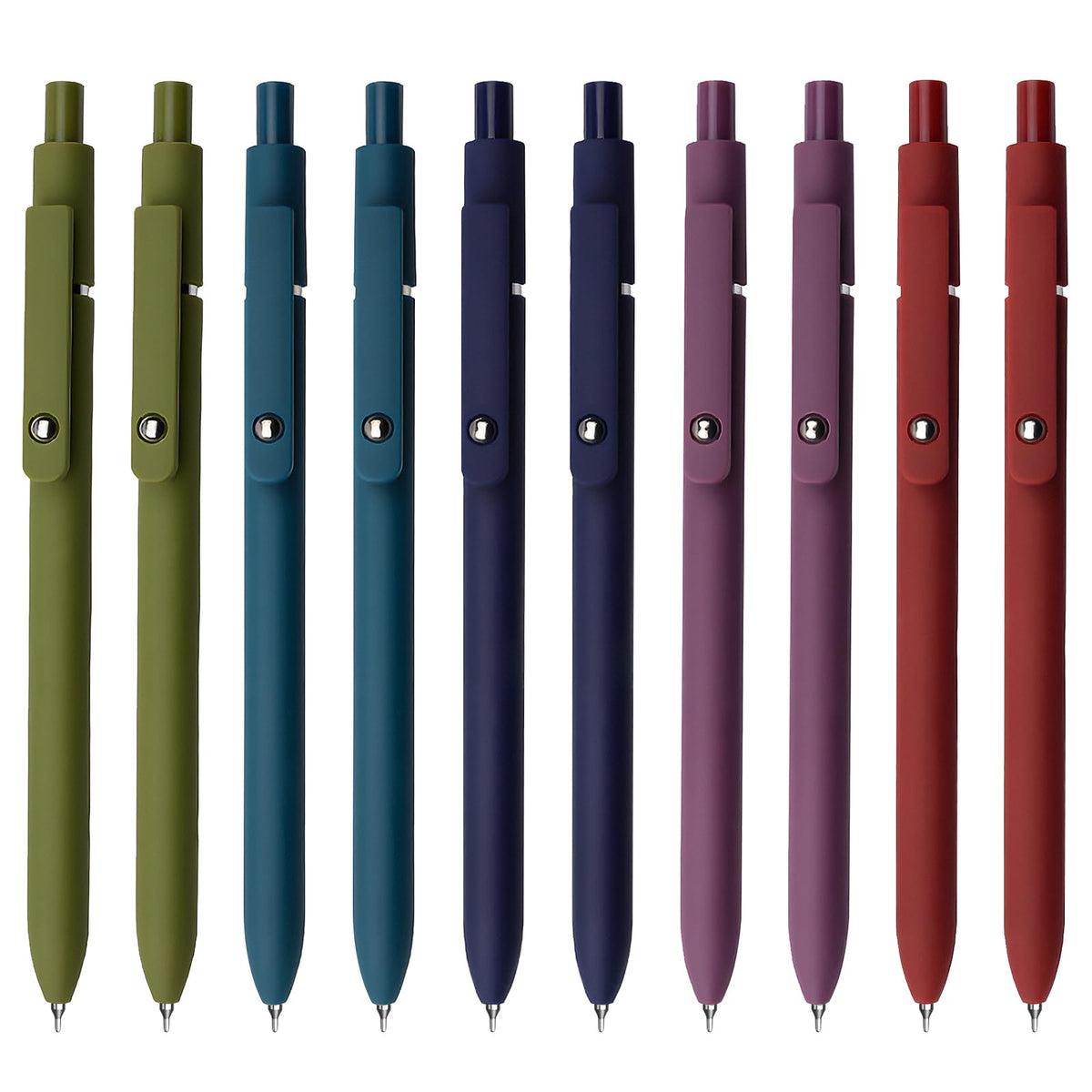 UIXJODO Gel Pens, 5 Pcs 0.5mm Black Ink Pens Fine Point Smooth Writing Pens with Silicone Grip, High-End Series Metal Clip Retractable Pens for Journaling Note Taking (Vintage)