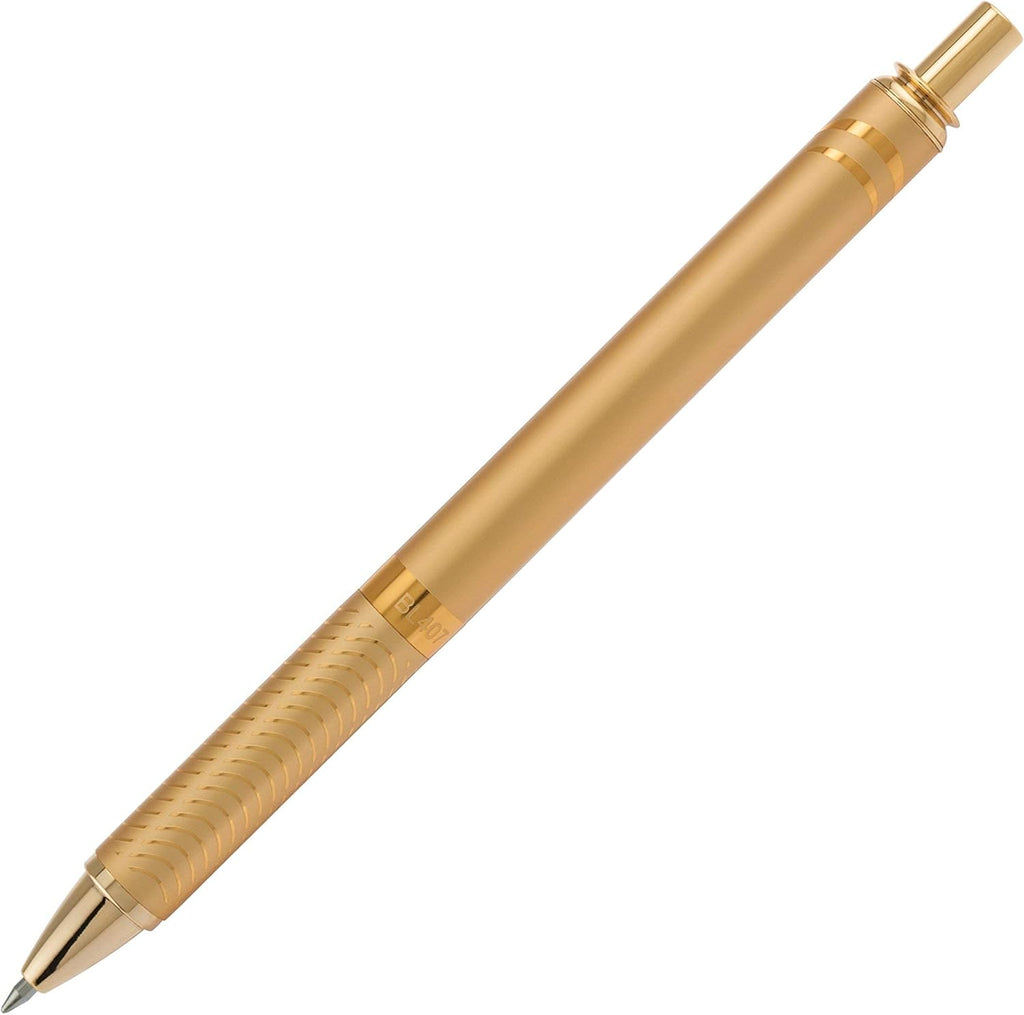 Pentel EnerGel Alloy Retractable Gel Pen, Gold Barrel, Black Ink, Includes Gif Box (BL407XABX)