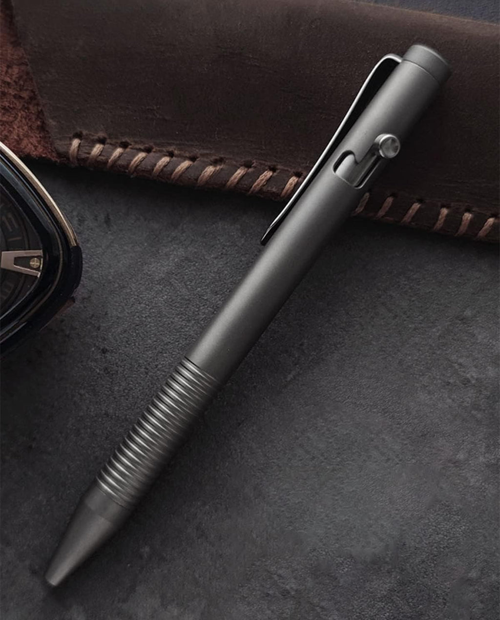 Lary Gray 4.8'' Titanium Alloy Bolt Action Pen with 3 Extra Refills in Box