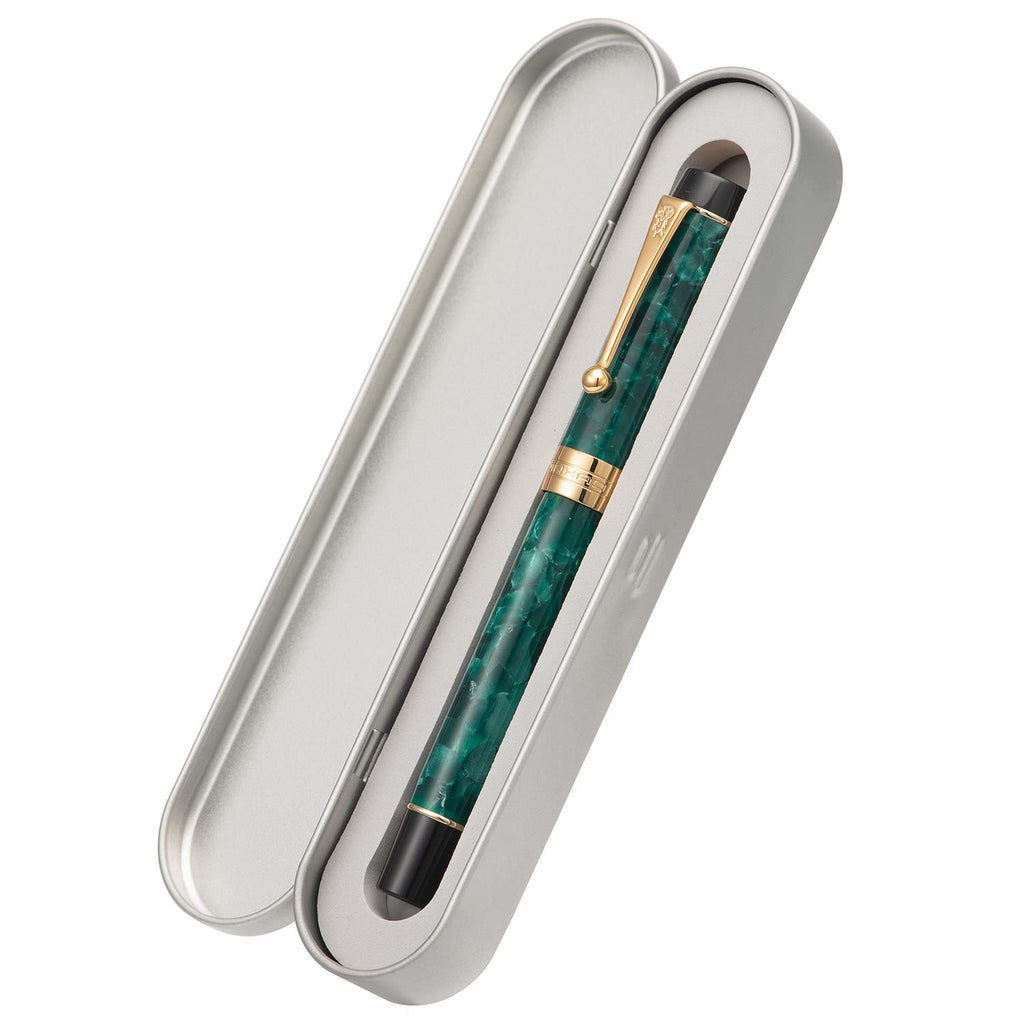 Jinhao 100 Fountain Pen Celluloid Classic Style, #6 Nib Smooth Writing Instrument with Refillable Converter and Pen Case Set