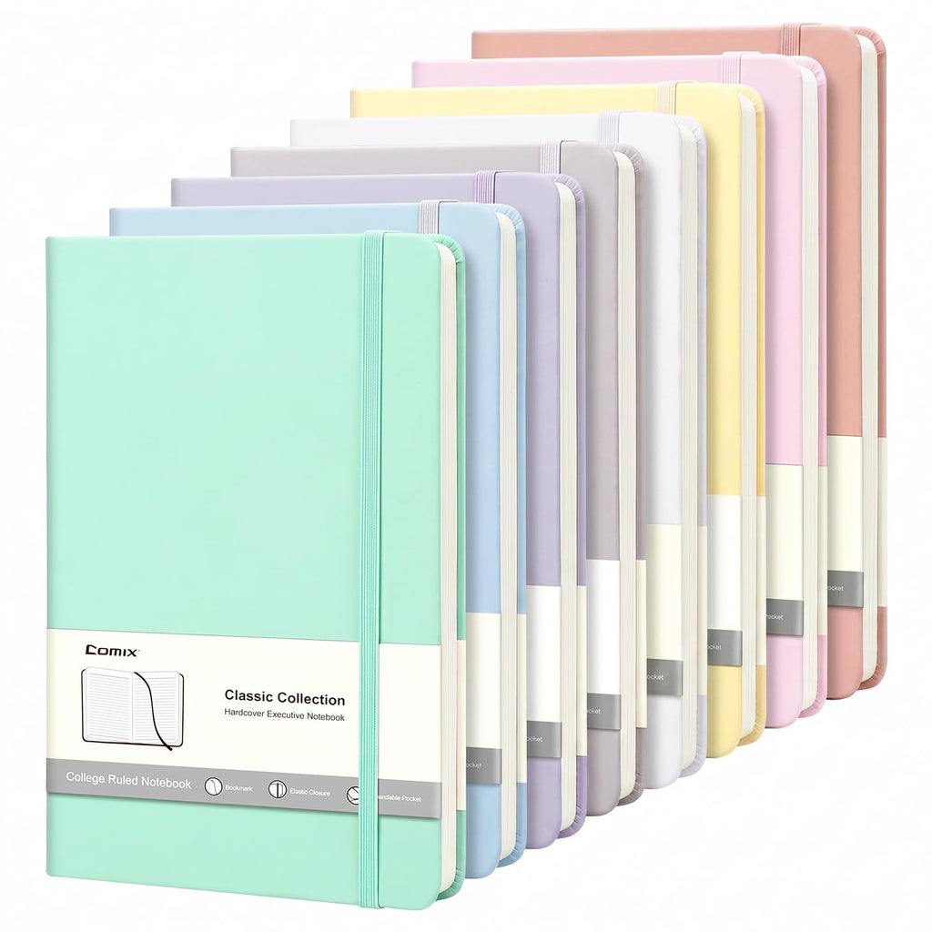 Comix 8 Pack Lined Journal Notebooks for Work, 240 Pages, 5.5"x8.3"