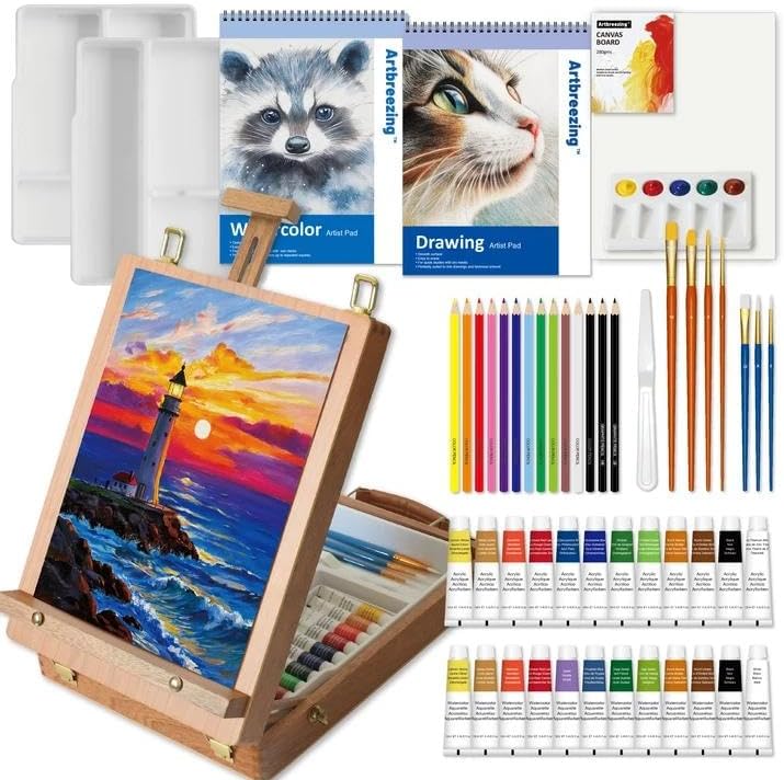 Mixed Media Art Set with Art Easel, Complete Art Supplies Kit