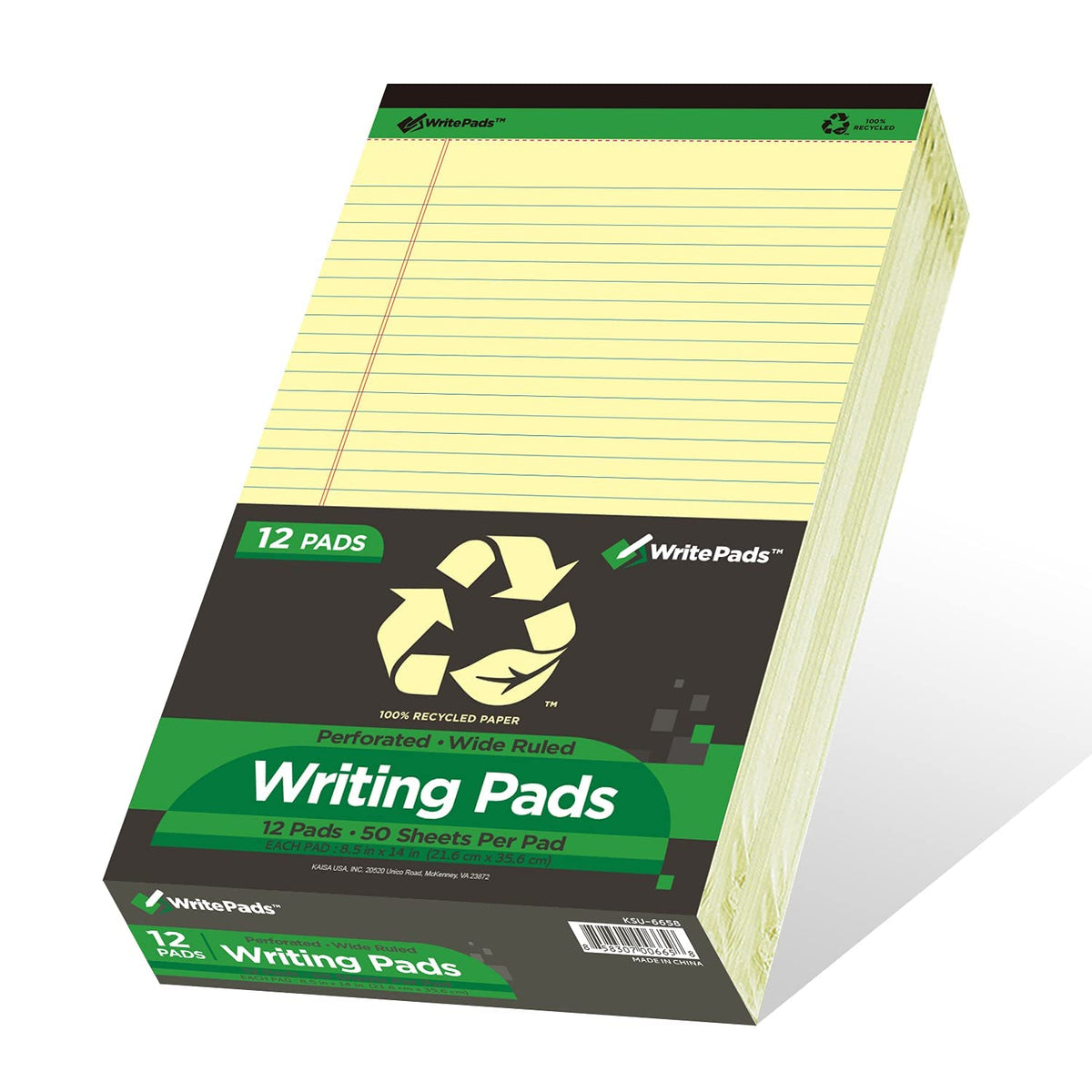 KAISA Legal Note pads 8.5 x 11，12pads 600 Sheets note pads office supplies Recycled Paper 8.5 x 11 Wide Ruled 50 sheets Premium Thick Paper Hard Back Notepads 8-1/2"x 11-3/4" Writing Tablet Canary For Office Supplies (Pack of 12)