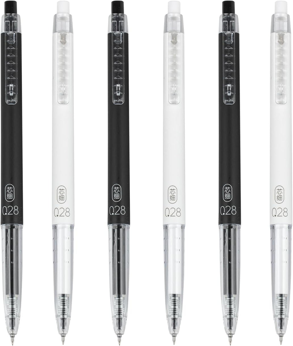 Gel Pens 0.28mm Extra Fine Point Pen, Black Ink, Ball Point Pen for School, Office, Stationery Supplies 6 Packs