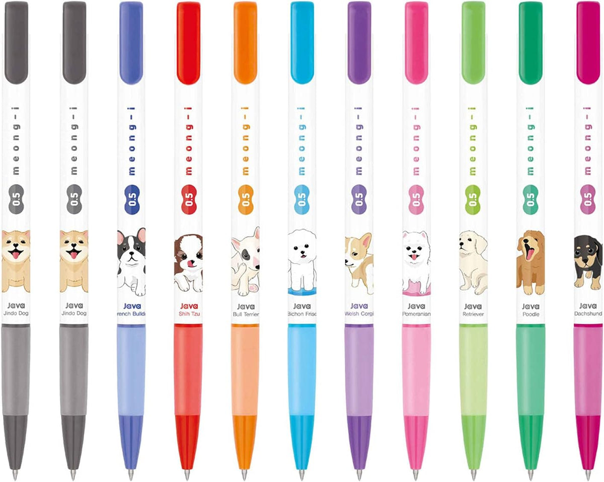 Gel Pens Office School Supplies - Dog 0.5mm Gel Ink Rollerball Ballpoint Pen Korea Kawaii Stationery Non-Smudge, Quick-Drying Writing, Pack of 11