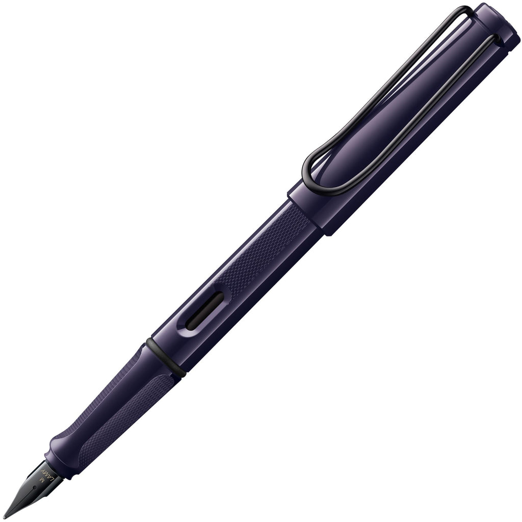 LAMY safari black - Fountain Pen with ergonomic grip & polished steel nib in size M - ideal for any Writing & Calligraphy - including LAMY T 10 blue cartridge - Right-Handed