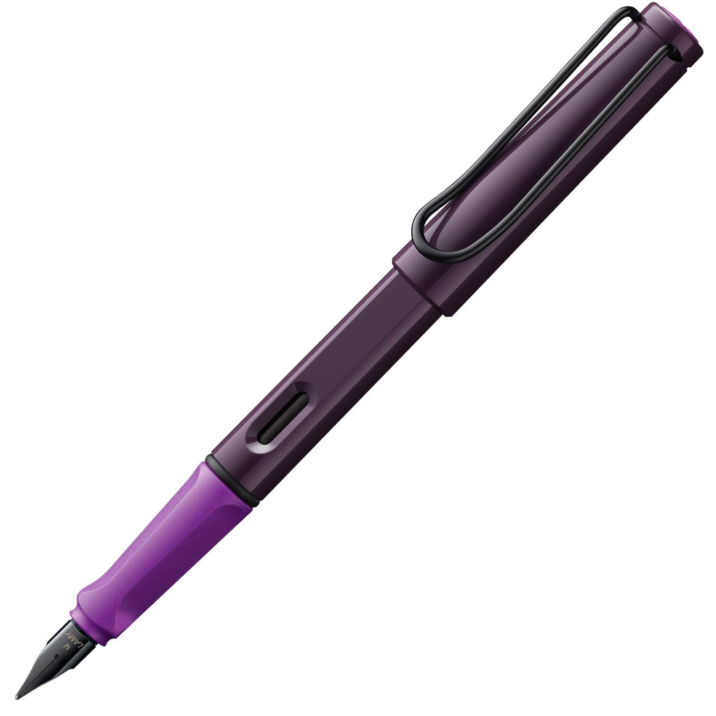 LAMY safari black - Fountain Pen with ergonomic grip & polished steel nib in size M - ideal for any Writing & Calligraphy - including LAMY T 10 blue cartridge - Right-Handed