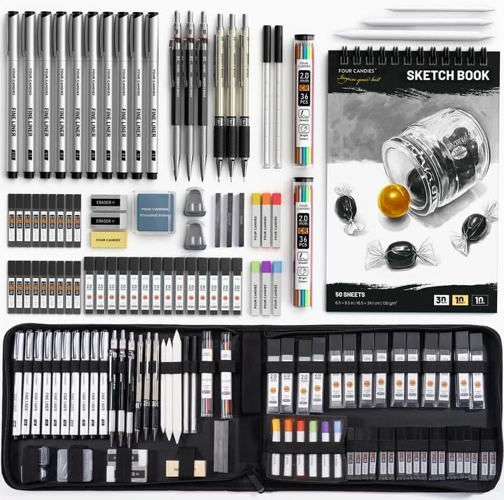 Four Candies 73PCS Advanced Drawing Kit with Professional Art Supplies