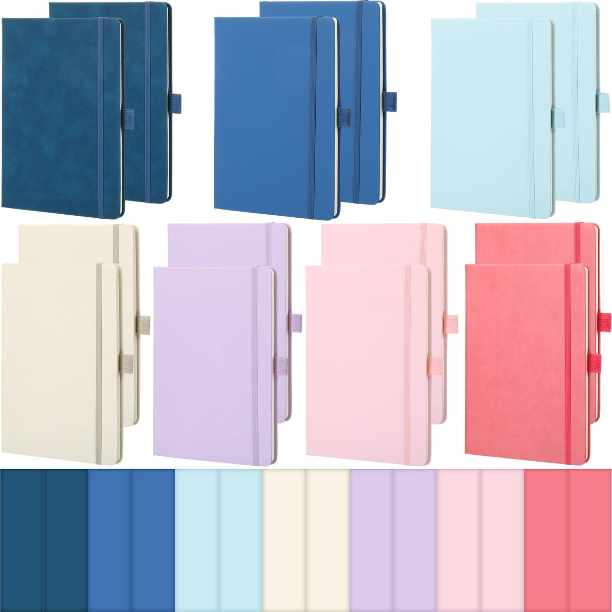 Laumoi 14 Pack Hardcover Lined Journal Notebooks Bulk,Brown,A5