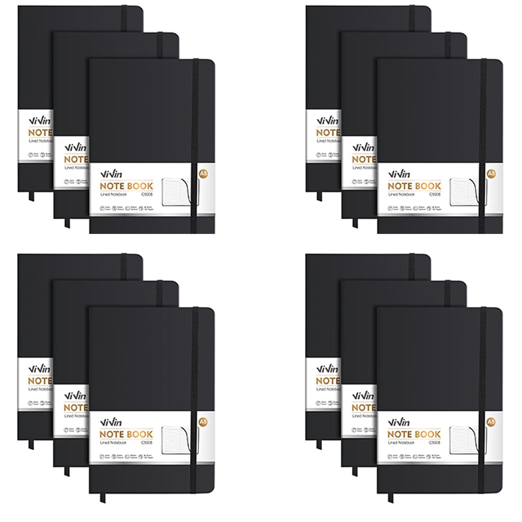 ViVin 3 Pack A5 Hardcover Lined Notebook,192 pg College Ruled 5.5x8.3