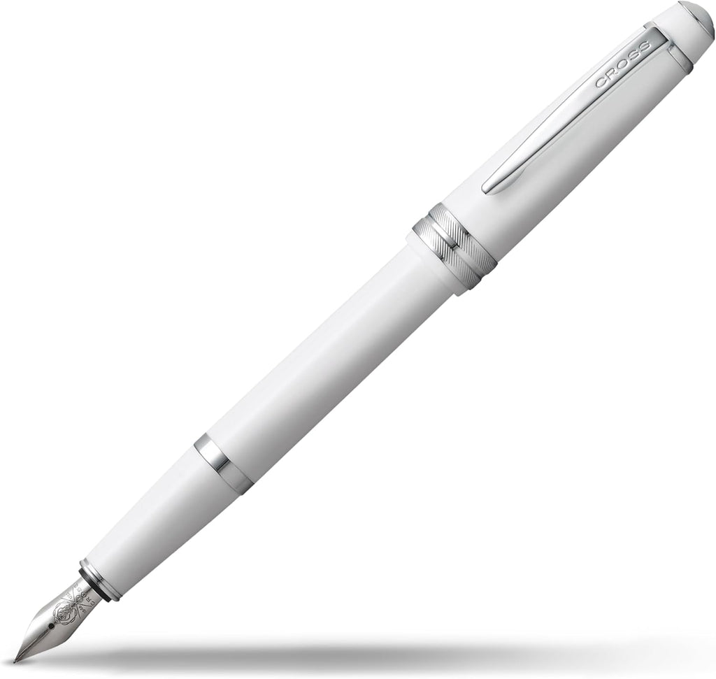 Cross Bailey Light Polished White Resin Fountain Pen, Fine Nib