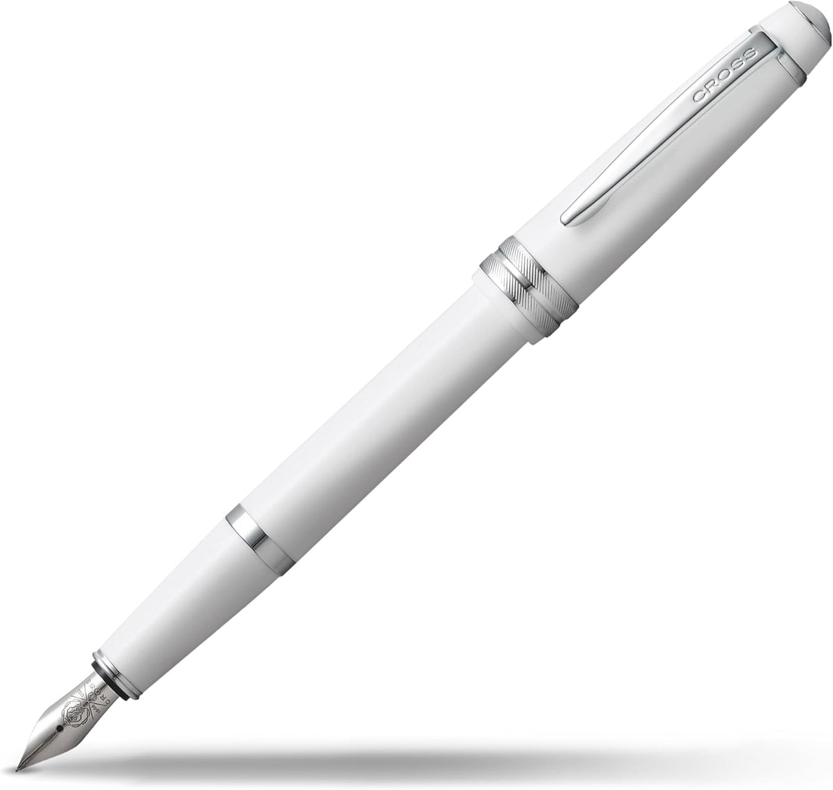 Cross Bailey Light Polished White Resin Fountain Pen, Fine Nib