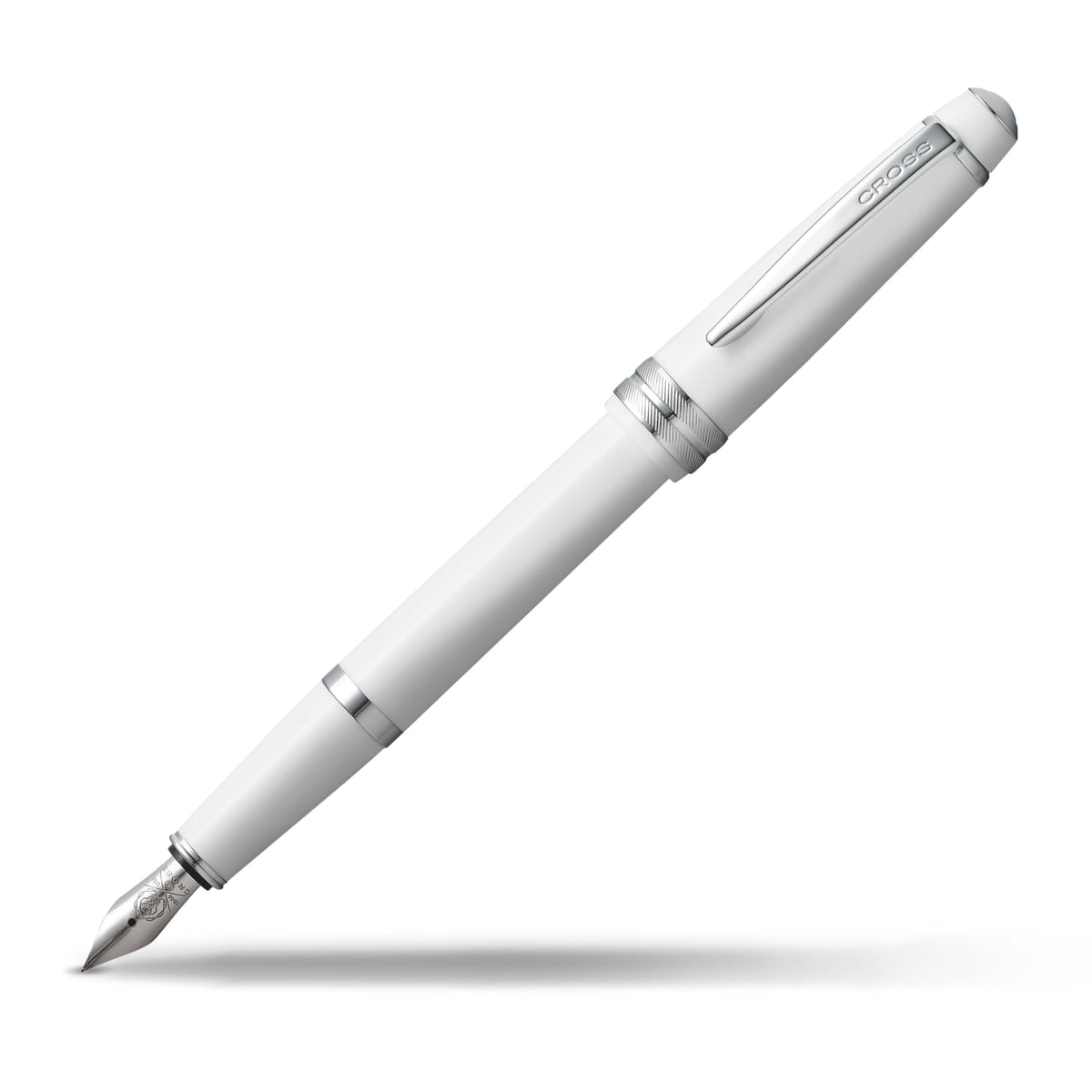 Cross Bailey Light Polished White Resin Fountain Pen, Fine Nib