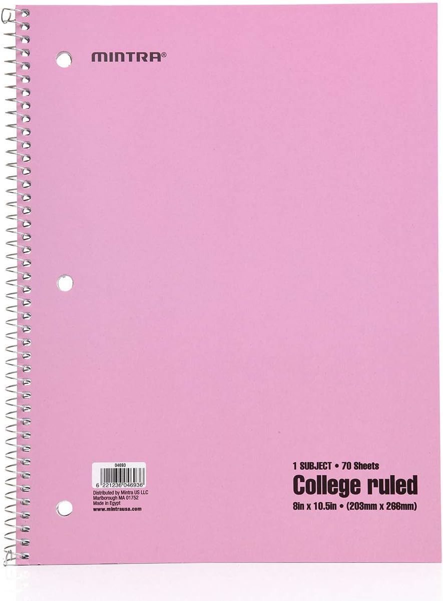 Mintra Office Spiral Notebooks, Wirebound, Journals for School, Work, Business, Aesthetic Stationery, Writing Pads, Teacher & Student Supplies (6, Pastel, College)