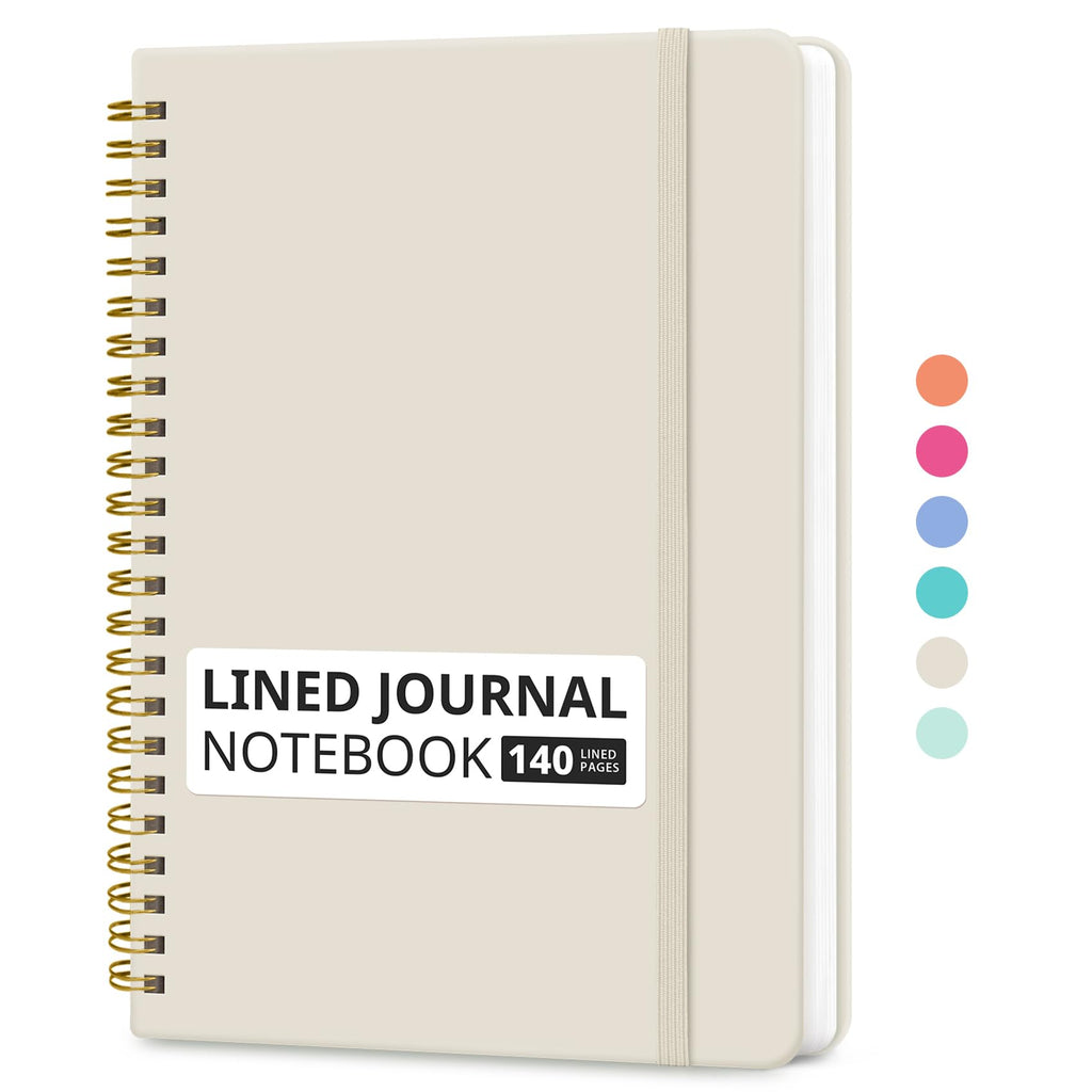 Taja Lined Spiral Notebook for Work, 5.7"x7.9" Spiral Journal College Ruled