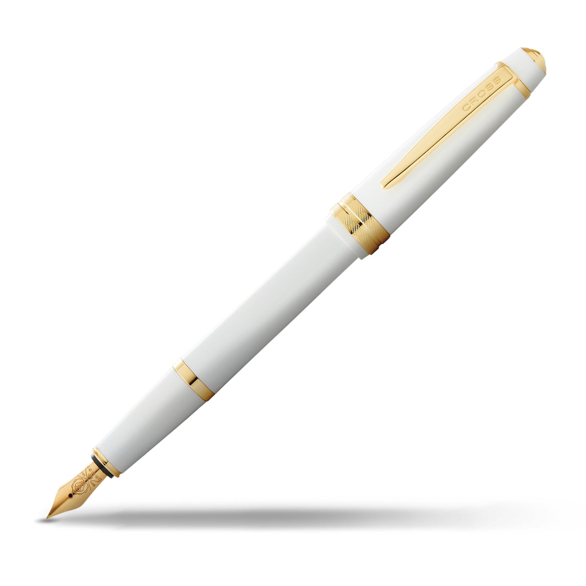 Cross Bailey Light Polished White Resin Fountain Pen, Fine Nib