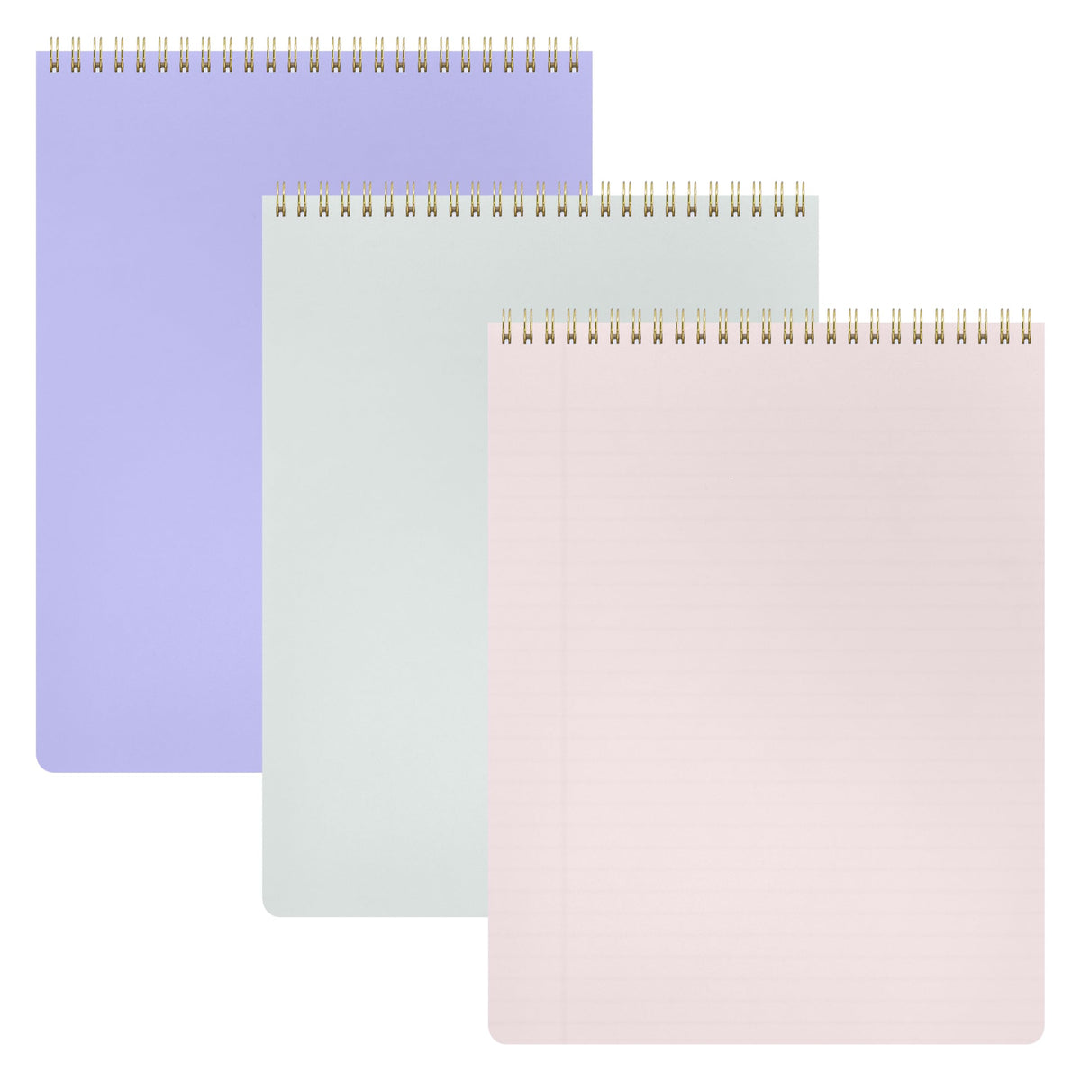 PAPERAGE Top Bound Spiral Notebook, 3 Pack, Lined Notepad, (Raspberry/Marigold/Mint), 70 Sheets (140 Pages) Per Notebook, Wide/Legal Ruled, 8.5 inches x 11 inches