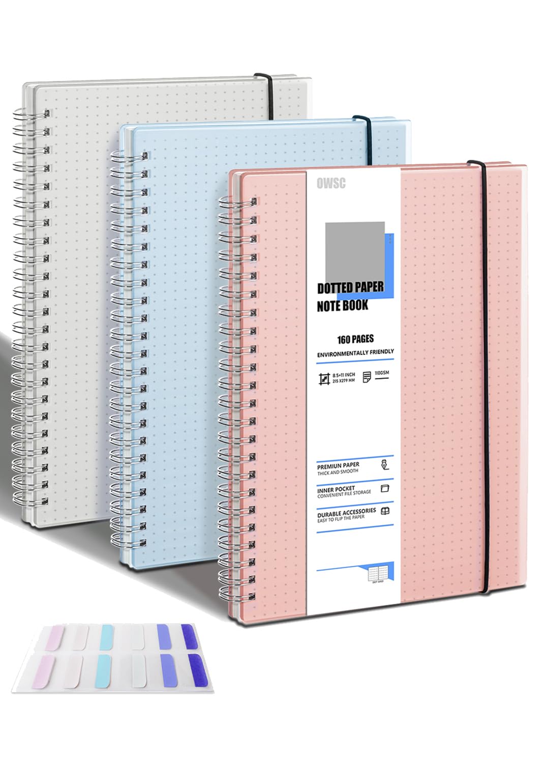 OWSC 4 Pack College Ruled Spiral Notebook, Notebooks for Work A5 Lined