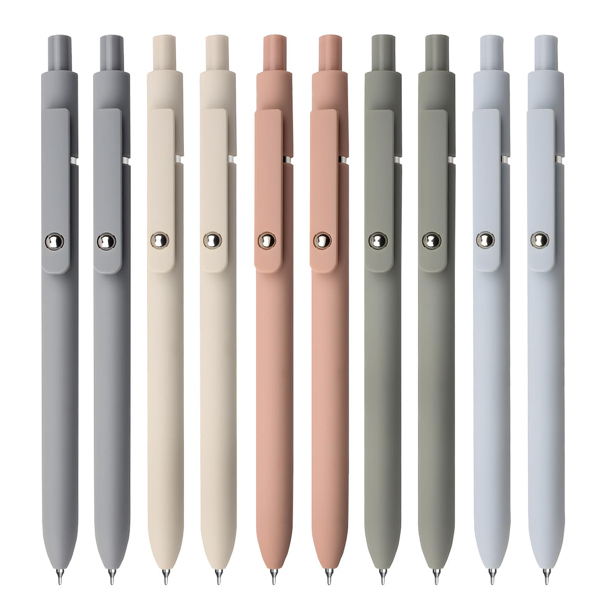 UIXJODO Gel Pens, 5 Pcs 0.5mm Black Ink Pens Fine Point Smooth Writing Pens with Silicone Grip, High-End Series Metal Clip Retractable Pens for Journaling Note Taking (Vintage)