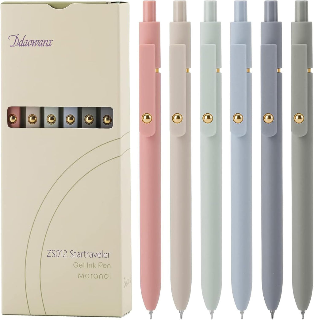 Ddaowanx Gel Pens,6 Pcs 0.5mm Retractable Quick Dry Black Ink Pens