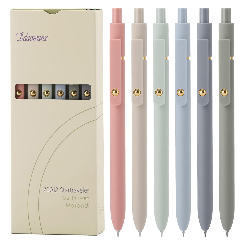 Ddaowanx Gel Pens,6 Pcs 0.5mm Retractable Quick Dry Black Ink Pens
