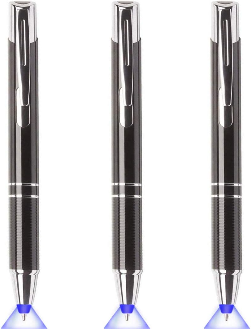 Pen with Light, Light Up Ballpoint Pen, Bright Lighted Pens for Writing in the Dark Led Light Flashlight Nurses Pen with Light Tip 3 Pack Penlight-Blue Light