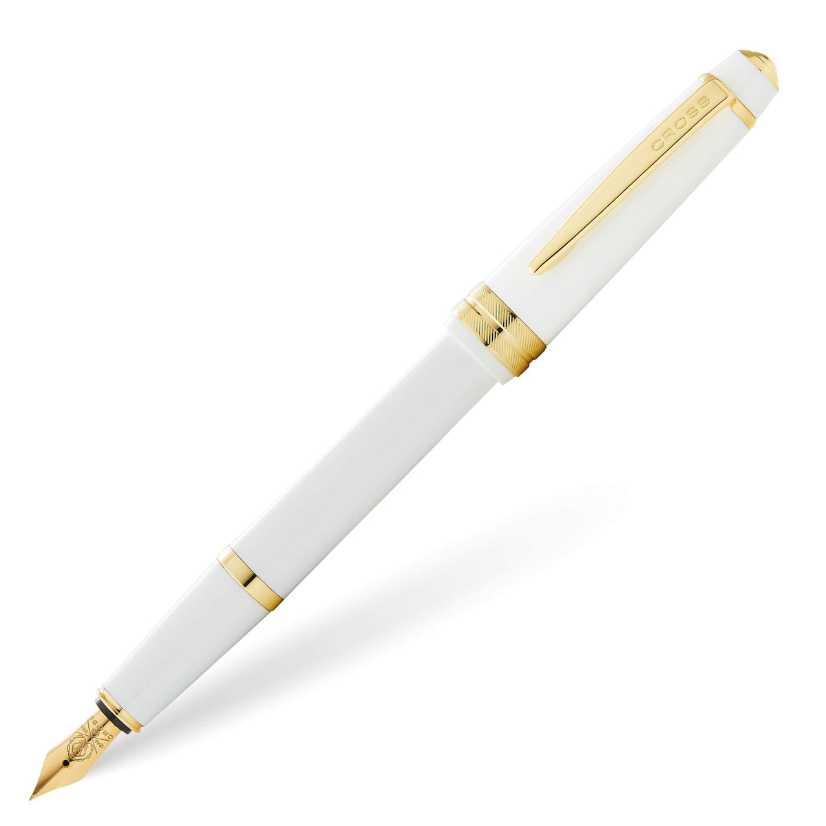 Cross Bailey Light Polished White Resin Fountain Pen, Fine Nib