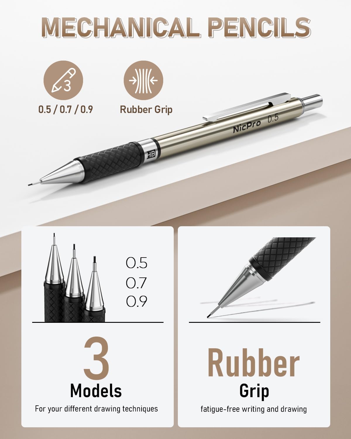 Nicpro Mechanical Pencil Set, 35PCS Art Mechanical Pencils 0.5/0.7/0.9/2mm