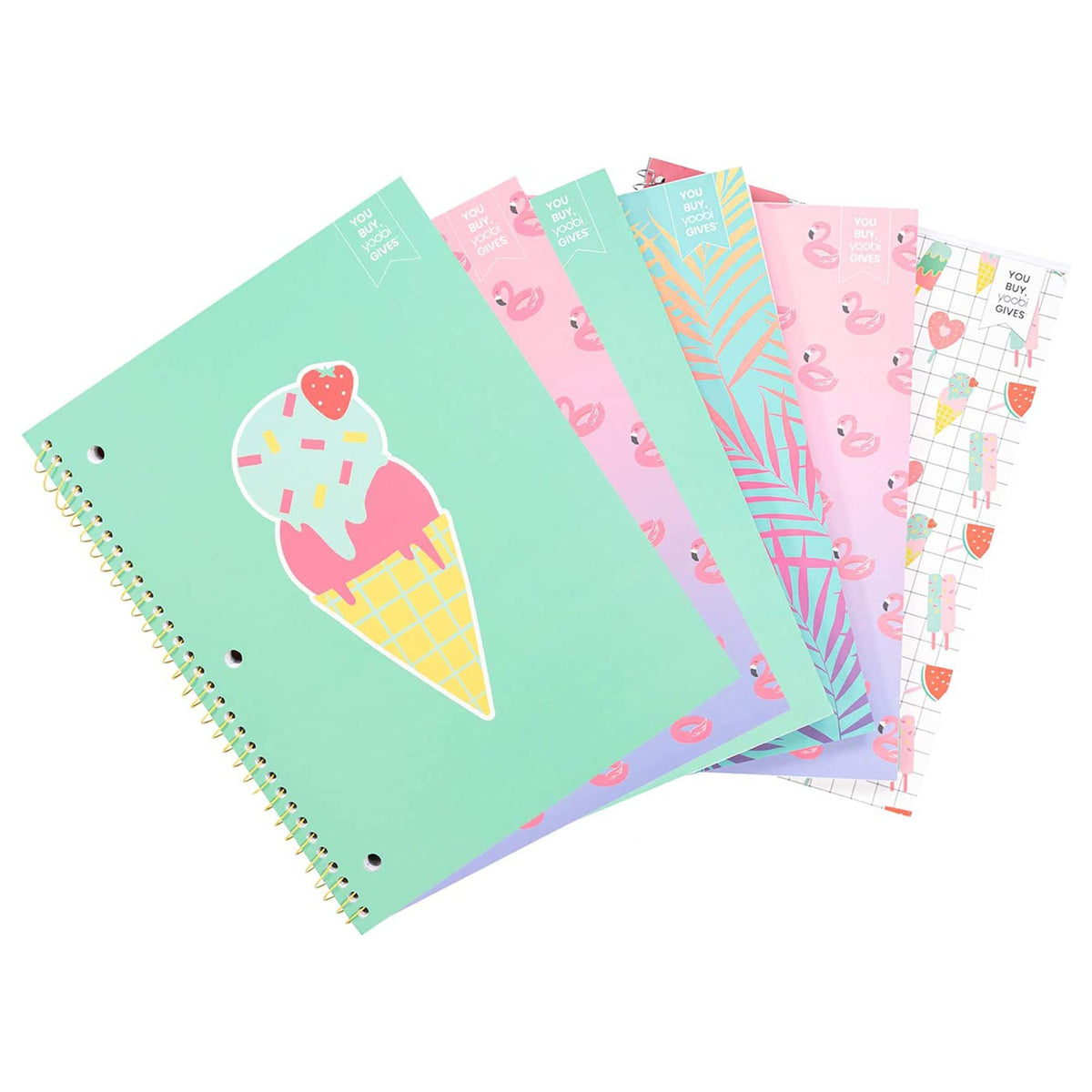 Yoobi College Ruled 3-Subject Notebooks, 3-Pack, 150 Sheets, 8x10.5in