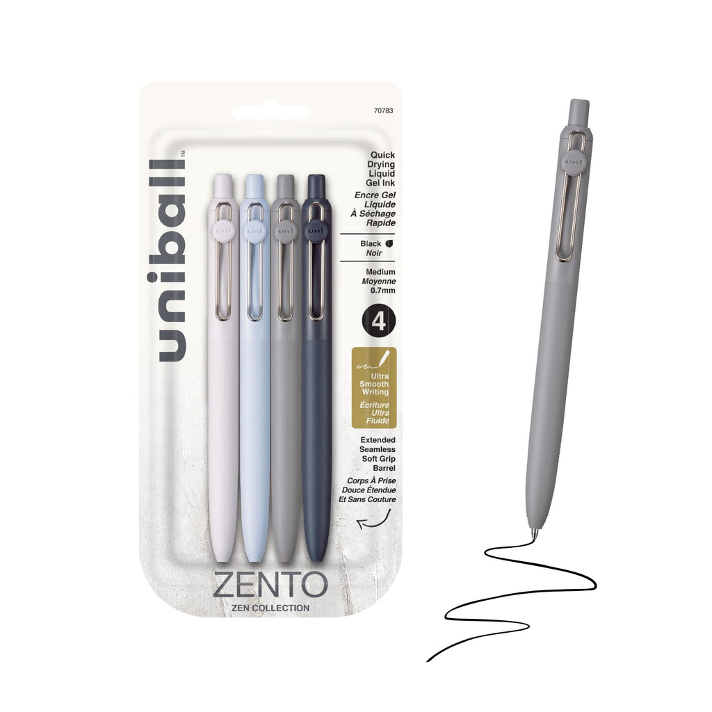 uniball™ Zento Gel Pens, Black Ink, 0.7mm Medium Point, 4 Count
