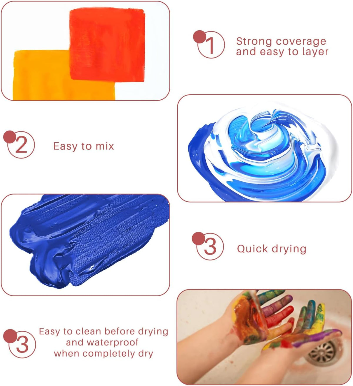 Artecho Acrylic Paint Set 48 Colors 2oz/59ml with 12 Brushes, Art Supplies