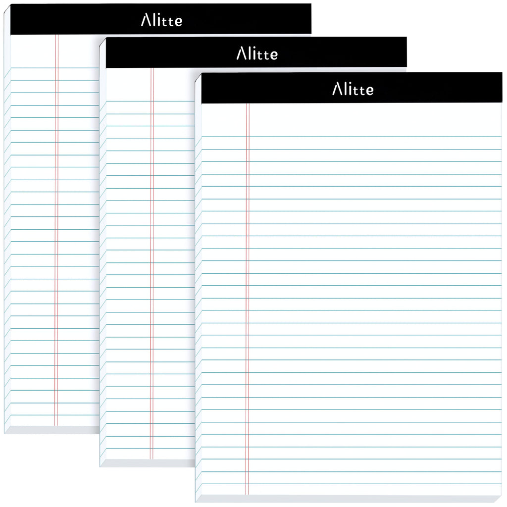 Alitte Legal Notepads 8.5 x 11, Pack of 12 - Perforated Wide Ruled Writing Pad - Premium Thick Paper, No Ink Bleeding - Blank Legal Pads For Home, Office, School, Business - 50 Sheets Per Notebook