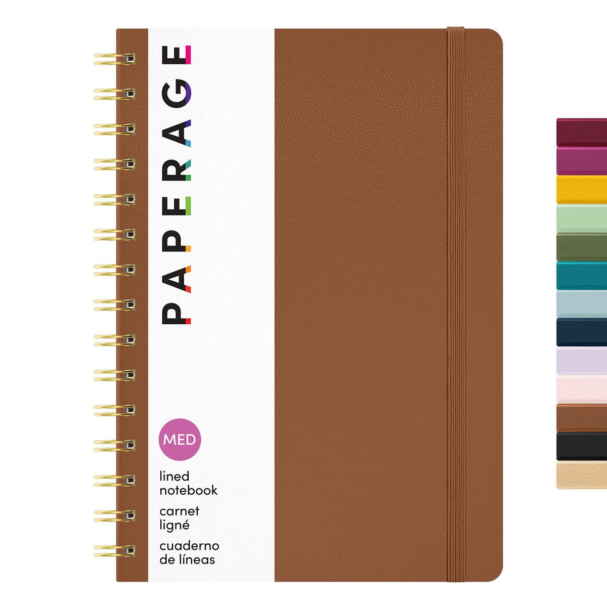PAPERAGE Lined Spiral Journal Notebook, (Navy, Olive Green, Kraft), 3 Pack, 160 Pages, Medium 5.5 inches x 8 inches - 100 GSM Thick Paper, Hardcover, Double-Wire Spiral Journal & Notebook