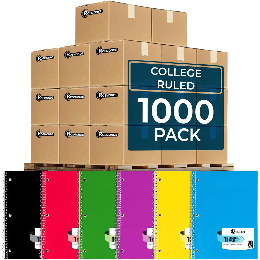 Rosmonde 50 Pack 1 Subject Spiral Notebook College Ruled Bulk, 70 Sheets