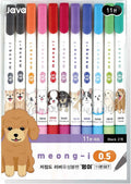 Gel Pens Office School Supplies - Dog 0.5mm Gel Ink Rollerball Ballpoint Pen Korea Kawaii Stationery Non-Smudge, Quick-Drying Writing, Pack of 11