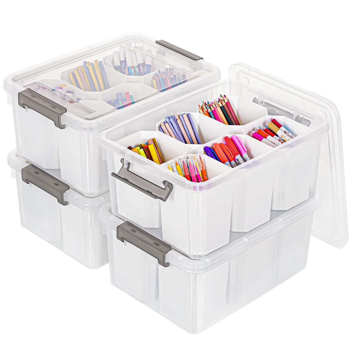 Citylife 17QT Craft Organizers and Storage bins with Lids, Marker Organizer