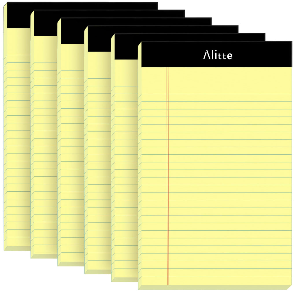 Alitte Legal Notepads 5x8, Pack of 12 - Perforated Narrow Ruled Writing Pad - Premium Thick Paper, No Ink Bleeding - Blank Legal Pads For Home, Office, School, Business - 50 Sheets Per Notebook