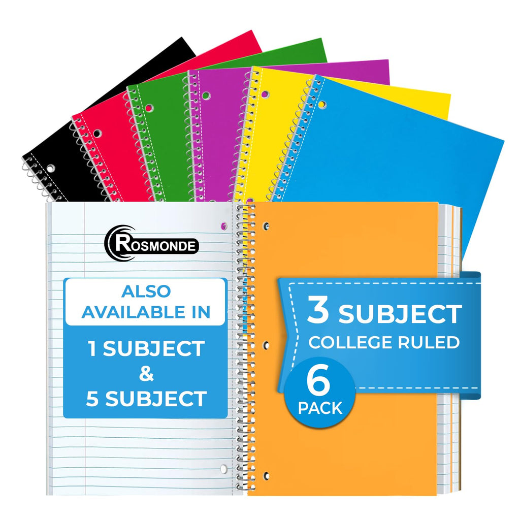 Rosmonde 50 Pack 1 Subject Spiral Notebook College Ruled Bulk, 70 Sheets