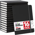 16 Pack Lined Journal Notebook for Work, 136 Pages, Medium 5.5 in x 8.3 in, A5 College Ruled, Hardcover Journaling Notebooks for Writing, Note Taking, Fit for Business Work School Home (Black)