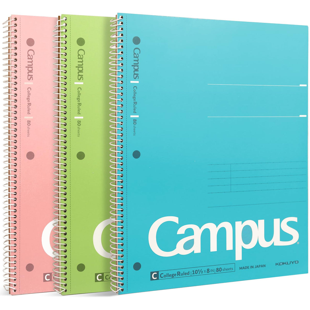 KOKUYO Spiral Notebooks, 3 Pack 10-1/2" x 8" Lined Notebook College Ruled
