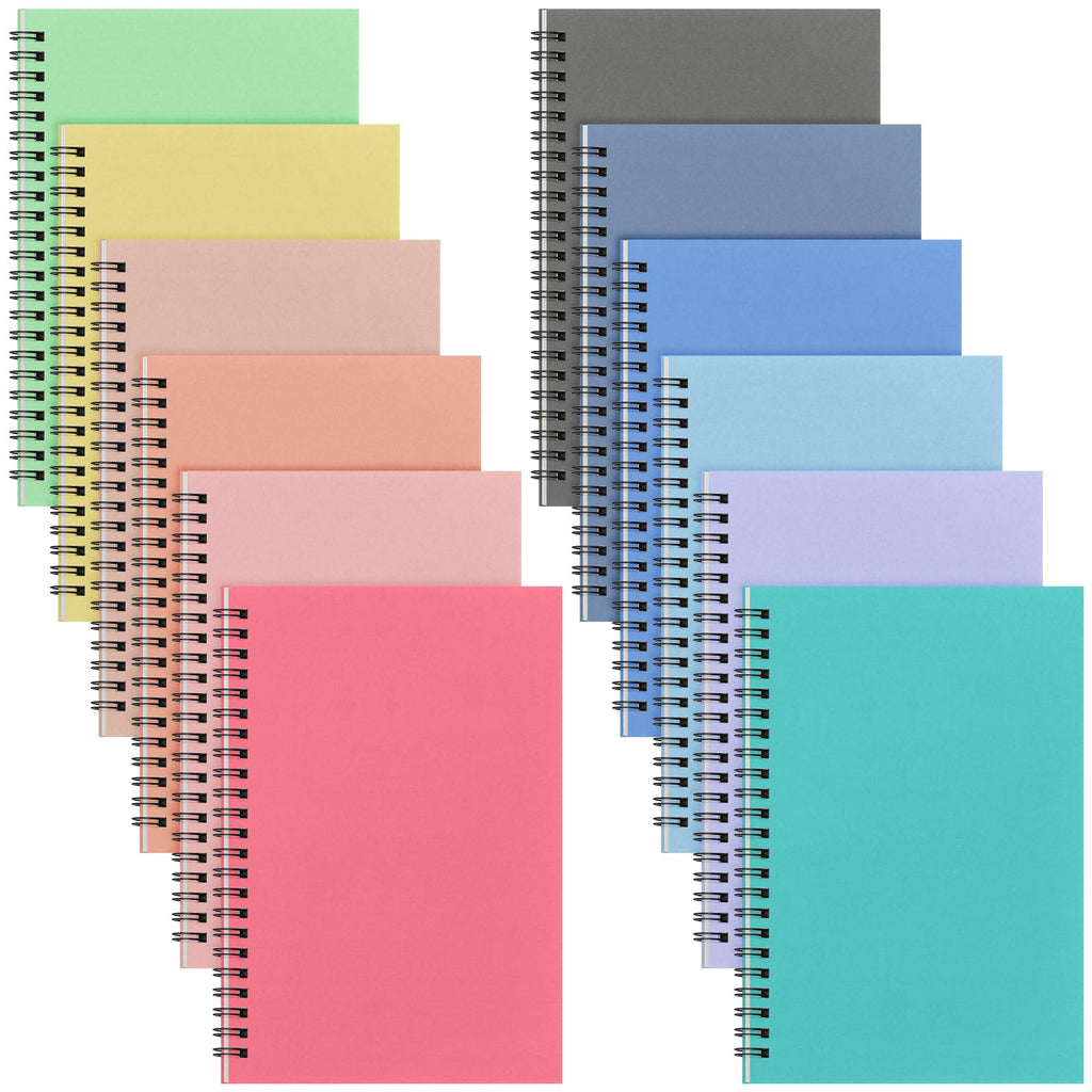 Fuutreo 12 Pcs Spiral Notebook for Work, 8.3 x 5.7 Office Color,Classic
