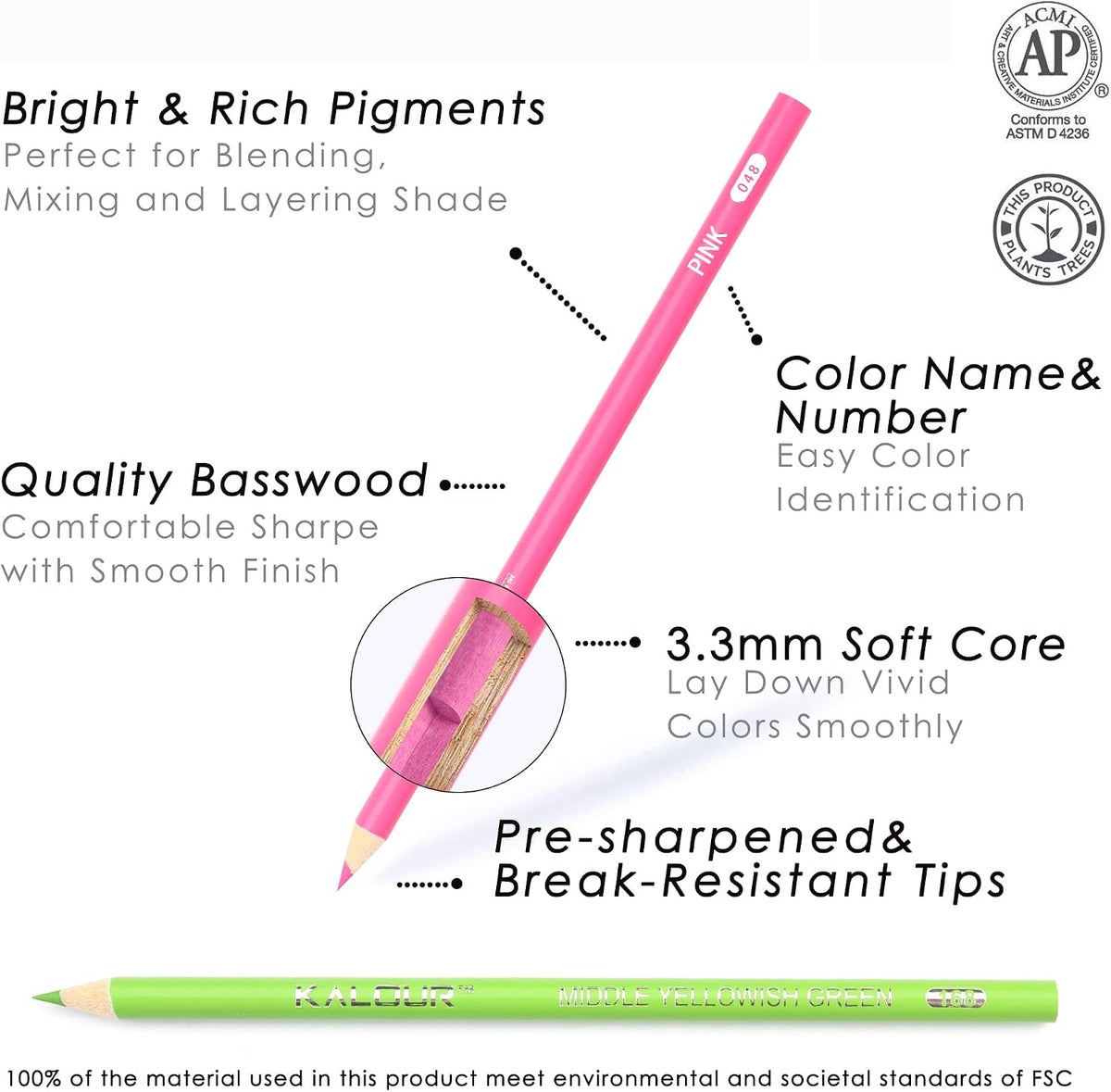 KALOUR 180 Colored Pencil Set for Adults Artists - Rich Pigment Soft Core -12 Metallic Pencil - Ideal for Coloring Drawing Sketching Shading Blending - Vibrant Color（Tin Case）
