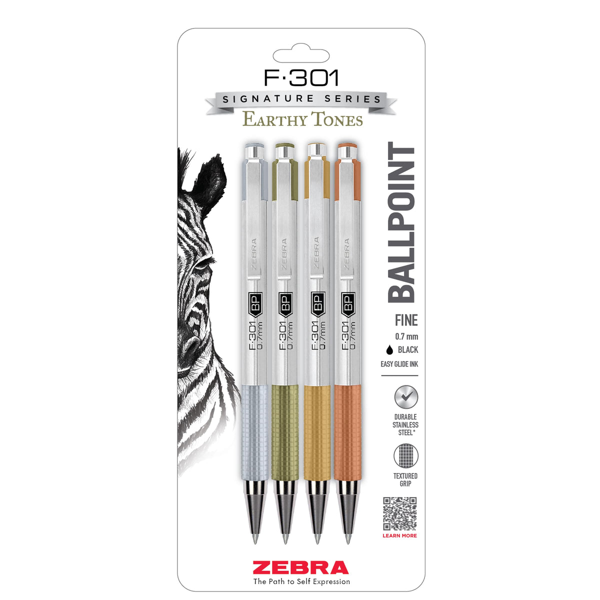 Zebra Pen STEEL F-301 Retractable Ballpoint Pen, Black Ink, 0.7mm, 12-Pack